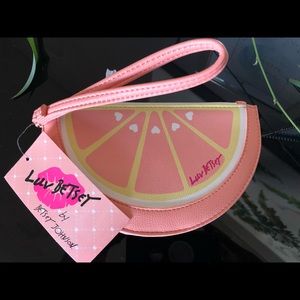 Betsey Johnson grapefruit wristlet ✨